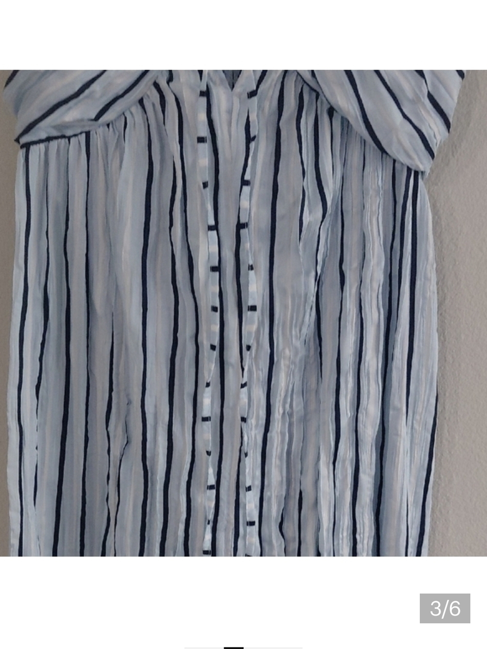 GAP White and Navy Vertical-Strip Maxi Dress - Picture 3 of 6